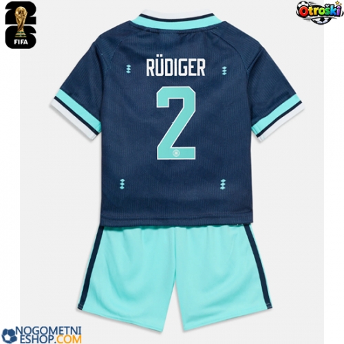 Otroški Nogometni dresi Nemčija Antonio Rudiger #2 Gostujoči SP 2026 Kratek Rokav (+ Kratke hlače)